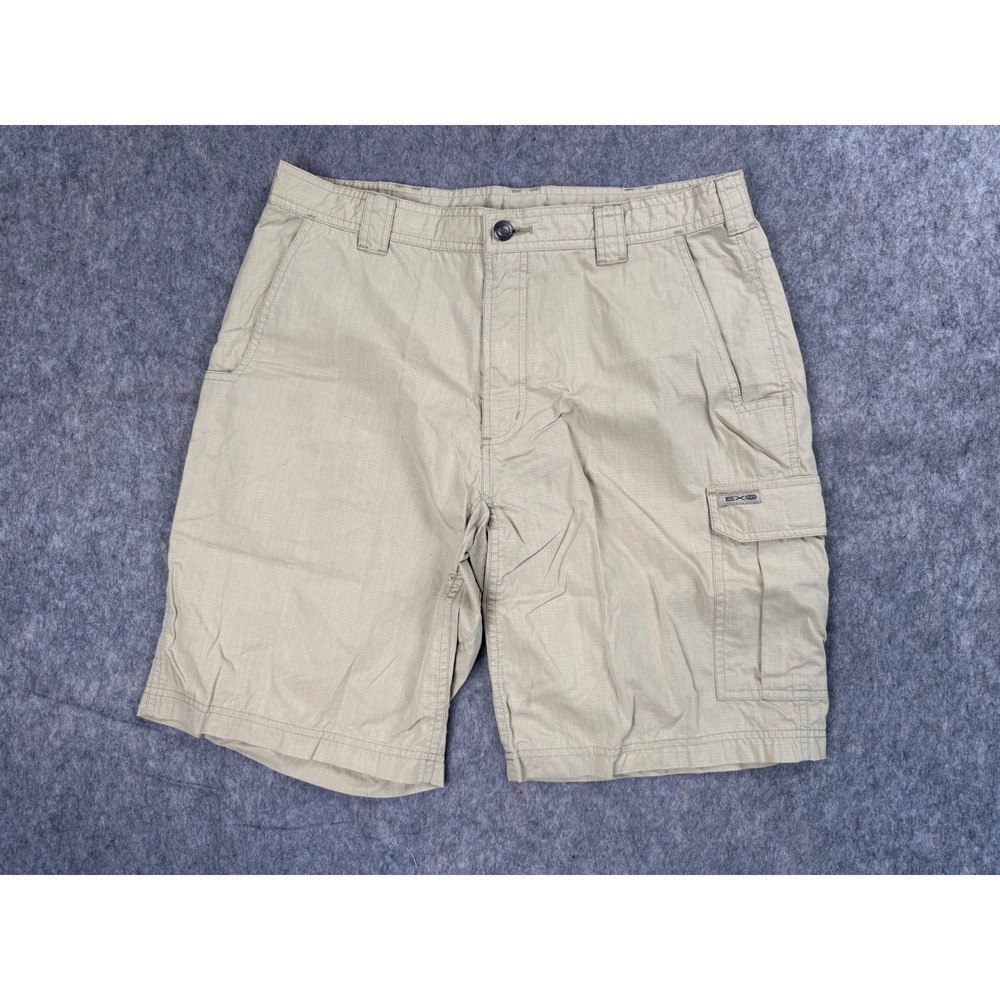 ExOfficio Mens 32 Amphi Cargo Shorts Khaki Tan Ripstop Hiking Travel Fishing